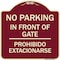 Signmission No Parking No Parking in Front of Gate Prohibido Estacionarse Alum Sign, 18" x 18", BU-1818-23665 A-DES-BU-1818-23665 - alternate 1